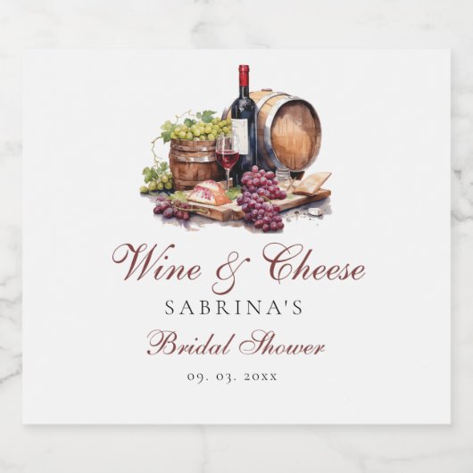 Huwelijksfeest met charcuterie bord wijn en kaas sparkling wijnetiket (Enkel label)