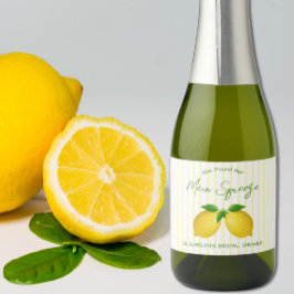 Huwelijksfeest met citroen hoofddruk sparkling wijnetiket