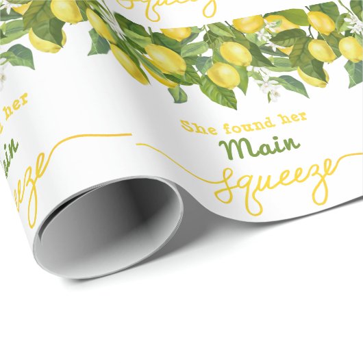 Huwelijksfeest met citroenthema voor bruidsdouche cadeaupapier (Rol Hoek)