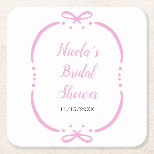 Huwelijksfeest met Roze Lint Kartonnen Onderzetters (Voorkant)