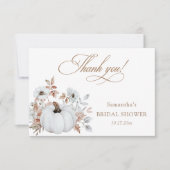 Huwelijksfeest met witte pompoen in de herfst bedankkaart (Voorkant)