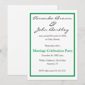 Huwelijksfeest na de bruiloft - groen kaart (Voorkant / Achterkant)