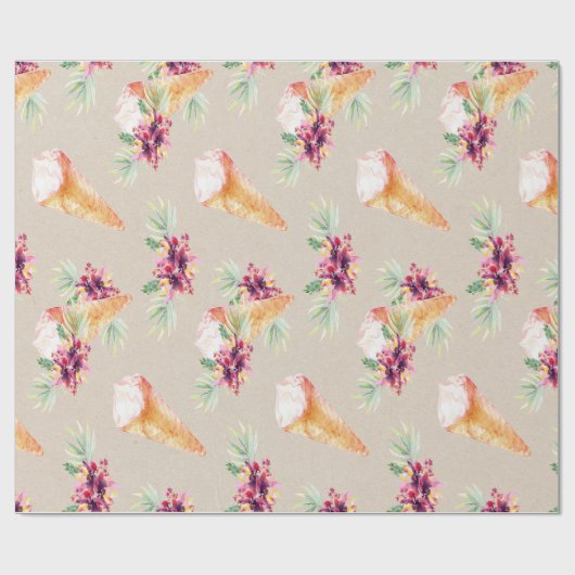 Huwelijksfeest of verjaardag bloemverpakkings papi cadeaupapier (Vlak)