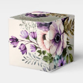 Huwelijksfeest Paarse Roze Bloemen Golden Elegant Bedankdoosjes (Voorkant Zijde)