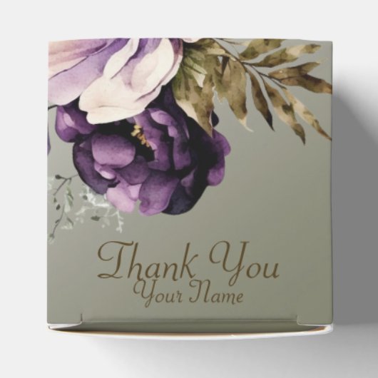 Huwelijksfeest Paarse Roze Bloemen Golden Elegant Bedankdoosjes (Bovenkant)