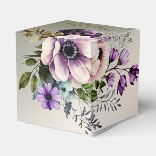 Huwelijksfeest Paarse Roze Bloemen Golden Elegant Bedankdoosjes (Achterkant)