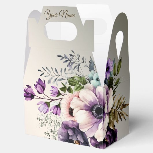 Huwelijksfeest Paarse Roze Bloemen Golden Elegant Bedankdoosjes (Geopend)