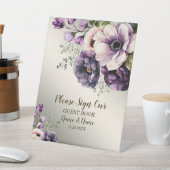 Huwelijksfeest Paarse Roze Bloemen Golden Elegant Reclamebord Met Voetstuk (Insitu)