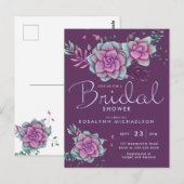 Huwelijksfeest | Pastel Succulente Bloemen Briefkaart (Voorkant / Achterkant)