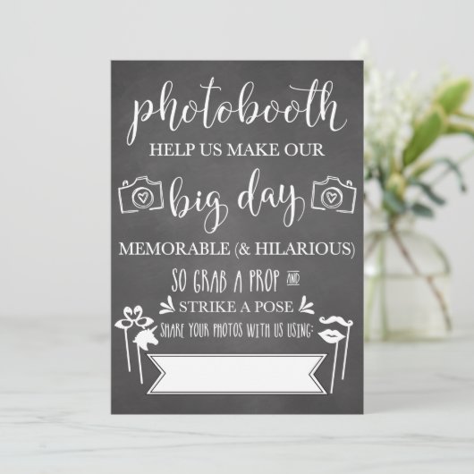 Huwelijksfeest Photobooth Hashtag Bord Kaart (Staand voorkant)
