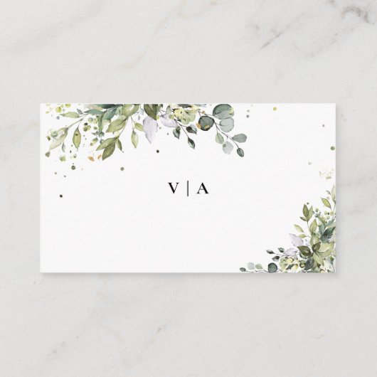 Huwelijksfeest registratie met groene witte rozen informatiekaartje (Achterkant)