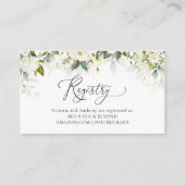 Huwelijksfeest registratie met groene witte rozen  informatiekaartje (Voorkant)