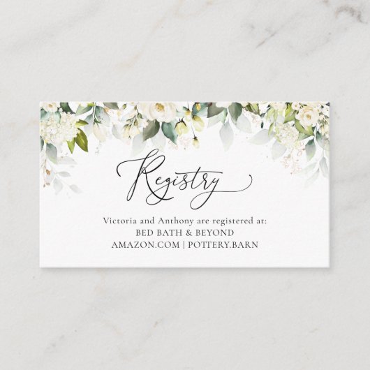 Huwelijksfeest registratie met groene witte rozen  informatiekaartje (Voorkant)