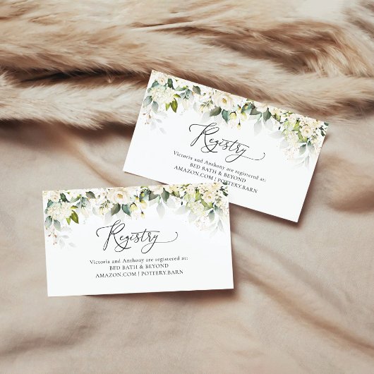 Huwelijksfeest registratie met groene witte rozen  informatiekaartje