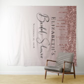 Huwelijksfeest Roze Goud Glitter Gepersonaliseerd Wandkleed (In Situ (horizontaal))