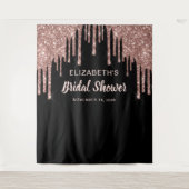 Huwelijksfeest Roze Goud Glitter Persoonlijke Zwar Wandkleed (Voorkant)