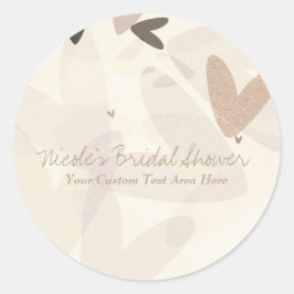 Huwelijksfeest Roze & Taupe Harten Aangepaste Favo Ronde Sticker
