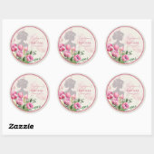 Huwelijksfeest Roze Tulp Ronde Sticker (Vel)