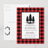 Huwelijksfeest | Rustic Tree Buffalo Checks Briefkaart (Voorkant / Achterkant)