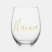 Huwelijksfeest Script Lettertype Gepersonaliseerde Wijnglas Zonder Voet (Voorkant)