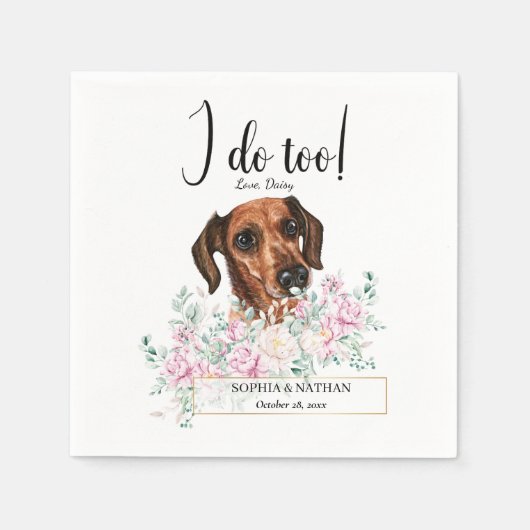 Huwelijksfeest servetten voor Dachshund honden (Voorkant)