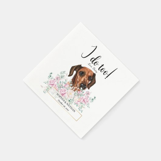 Huwelijksfeest servetten voor Dachshund honden (Hoek)