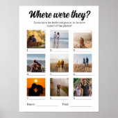 Huwelijksfeest spel waar waren ze foto gissen poster (Voorkant)
