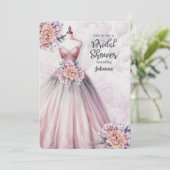 Huwelijksfeest uitnodiging Blush Roze Botanisch (Staand voorkant)