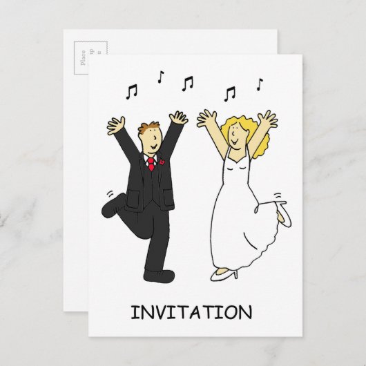 Huwelijksfeest Uitnodiging Echtpaar Dansen (Voorkant / Achterkant)