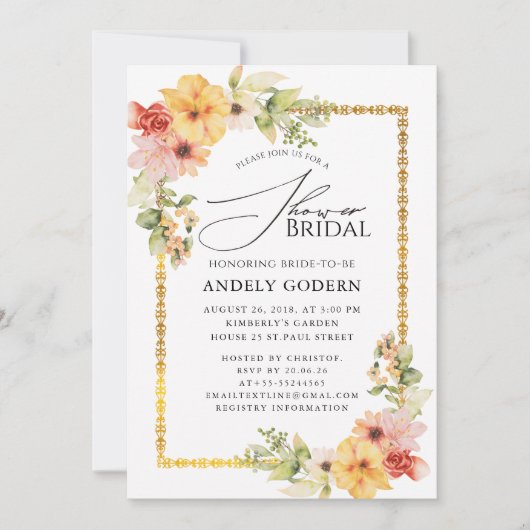 Huwelijksfeest uitnodiging Fleurs Pastel Modern (Voorkant)