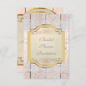 Huwelijksfeest Uitnodiging Goud Roze & Kant (Voorkant / Achterkant)