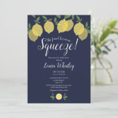 Huwelijksfeest uitnodiging Main Squeeze Lemon Navy (Staand voorkant)