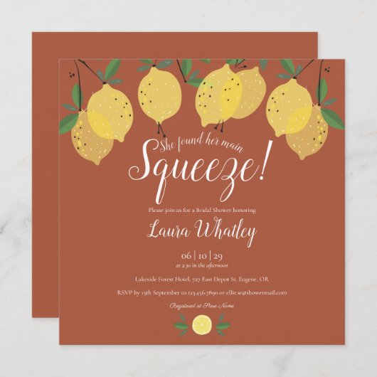 Huwelijksfeest uitnodiging Main Squeeze Lemons Ter (Voorkant / Achterkant)