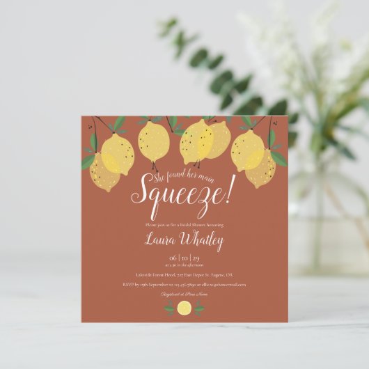 Huwelijksfeest uitnodiging Main Squeeze Lemons Ter (Staand voorkant)