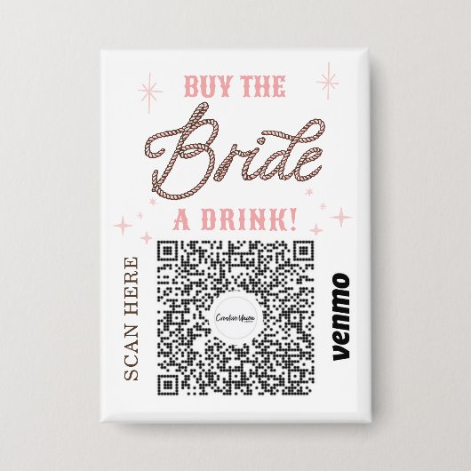 Huwelijksfeest Venmo QR-code Koop de Bruid een dra Button (Voorkant)