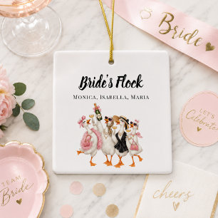 Huwelijksfeest voor ganzen Bruidskoppel leuk Keramisch Ornament