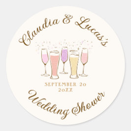 Huwelijksfeest voor koppels en feestgangers ronde sticker