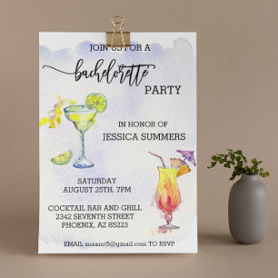 Huwelijksfeest Waterverf Cocktail Kaart