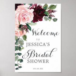 Huwelijksfeest Welkomstbord Blush Burgundy Poster