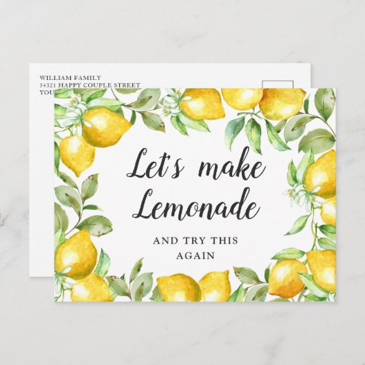 Huwelijksfeest Wijzig de Datum Citroenen Bloeien G Briefkaart (Voorkant / Achterkant)