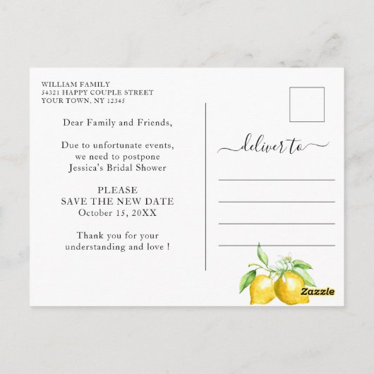 Huwelijksfeest Wijzig de Datum Citroenen Bloeien G Briefkaart (Achterkant)