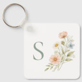 Huwelijksfeest Wilde Bloemen Geschenk Monogram Sleutelhanger (Voorkant)