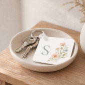 Huwelijksfeest Wilde Bloemen Geschenk Monogram Sleutelhanger