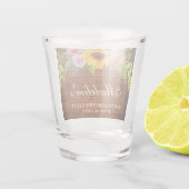 Huwelijksfeest Zonnebloem Bloem Hout Shot Glas (Achterkant)