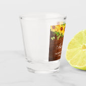 Huwelijksfeest Zonnebloemen Bloemstuk Hout Shot Glas (Links)