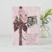 huwelijksfeestdag rozen en damask kaart (Staand voorkant)