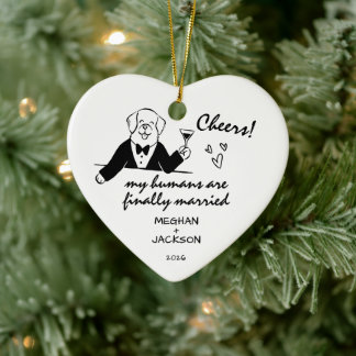 Huwelijksfeestornament voor honden keramisch ornament