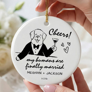 Huwelijksfeestornament voor honden keramisch ornament