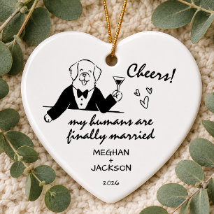 Huwelijksfeestornament voor honden keramisch ornament