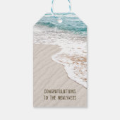 Huwelijksfelicitaties Beach Hearts Cadeaulabel (Achterkant)